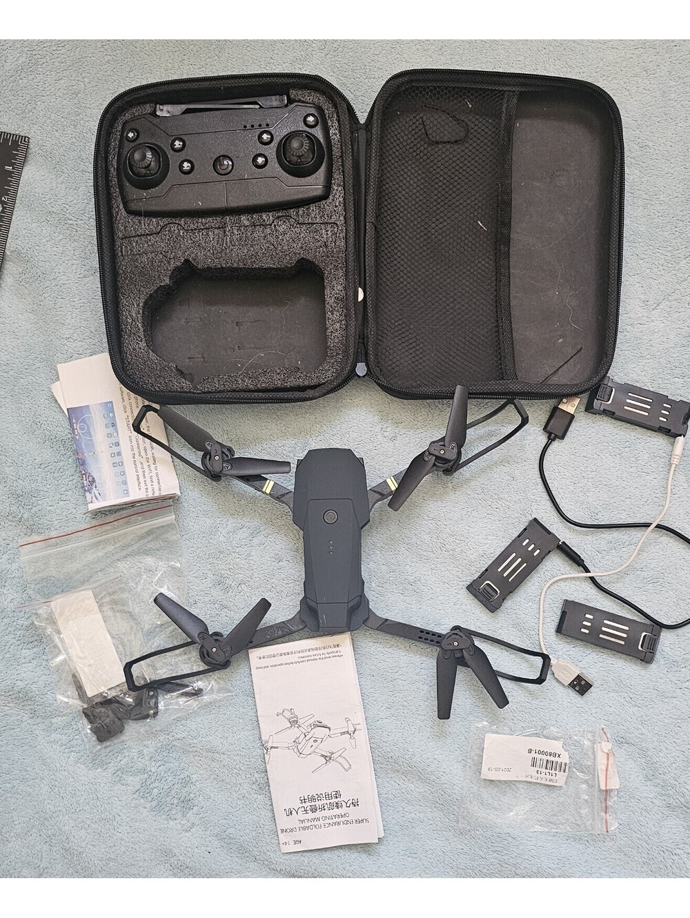 Black Falcon Collapsible QuadMini Drone  Drone w Remote Controller & Case